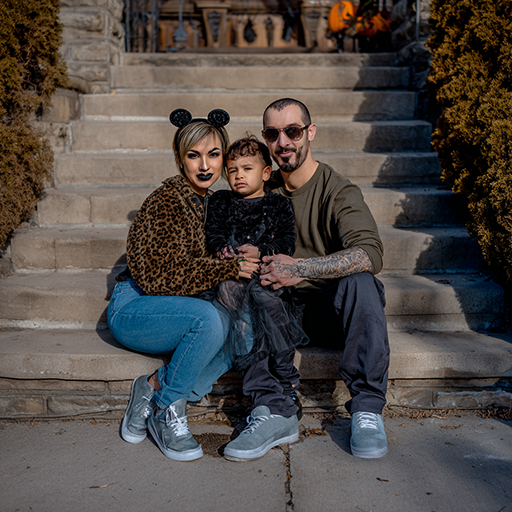Kids in costume on porch